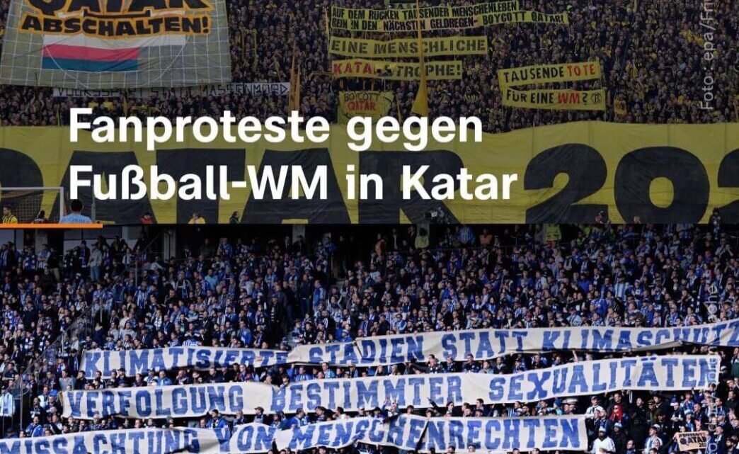 Fanproteste gegen die Fussball-WM in Katar Fanproteste gegen die Fussball-WM in Katar